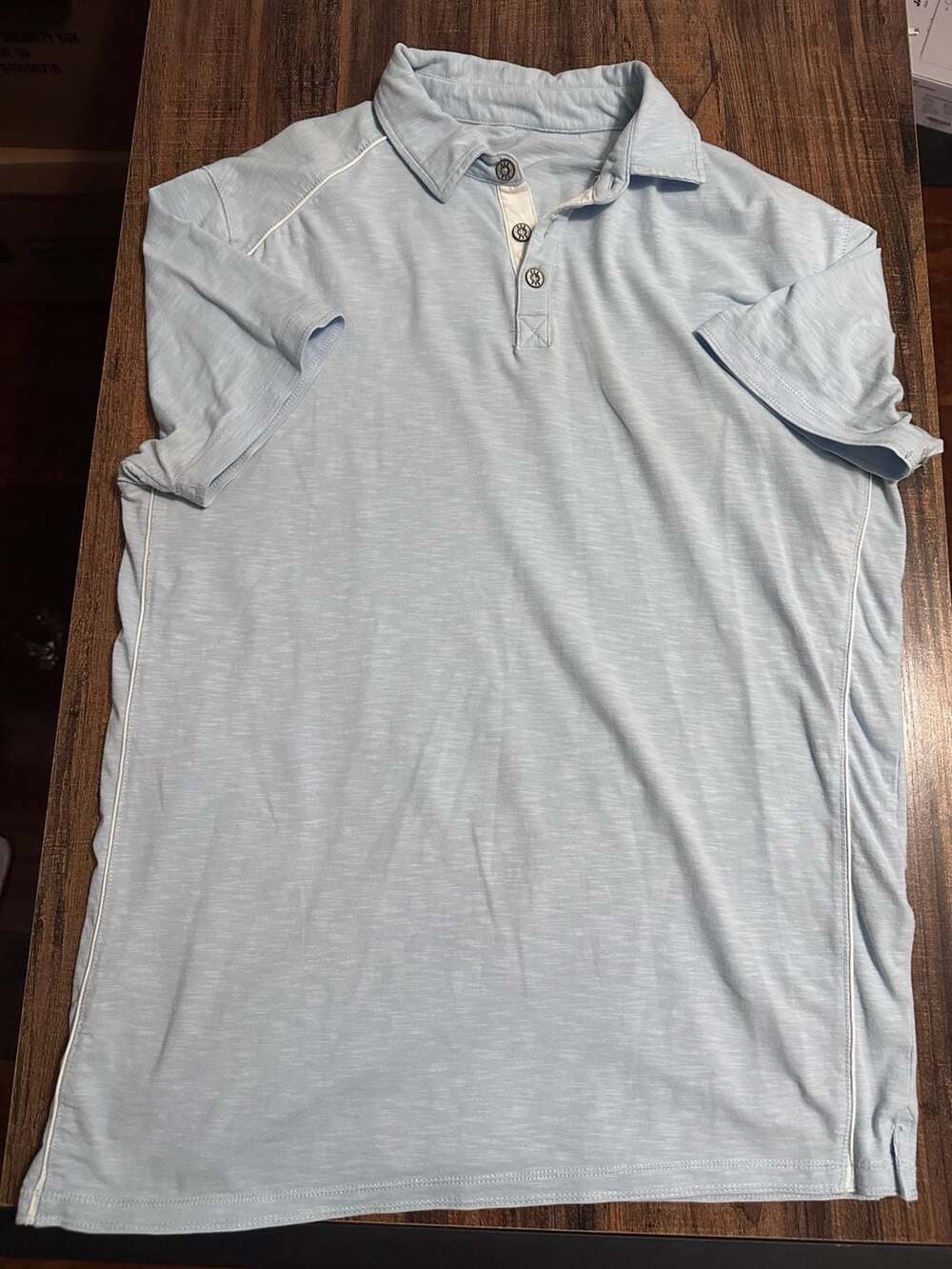 BKE Short Sleeve Polo Shirt Light Blue Slub Knit